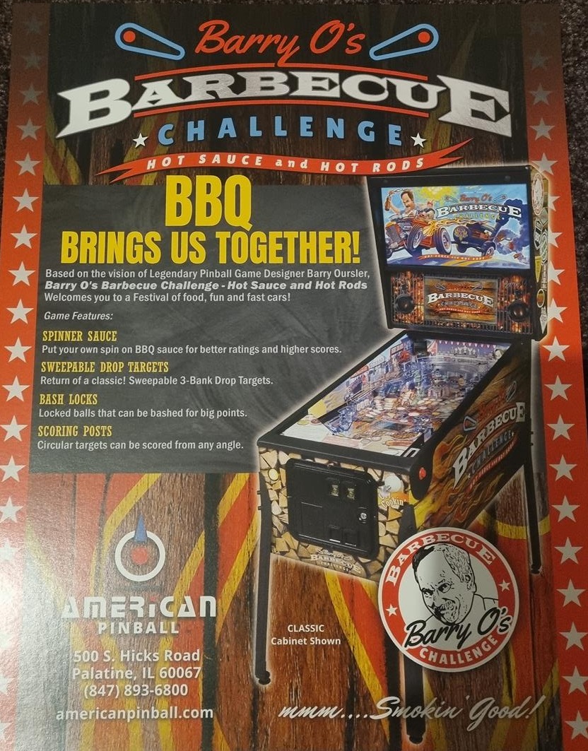 Barry O's BBQ Challenge flyer (American Pinball)