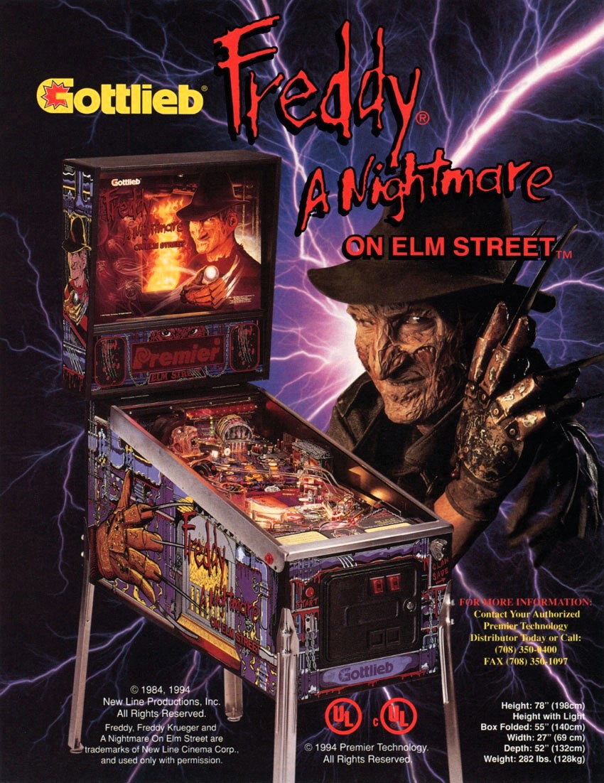 Freddy A Nightmare On Elm Street flyer (Gottlieb)